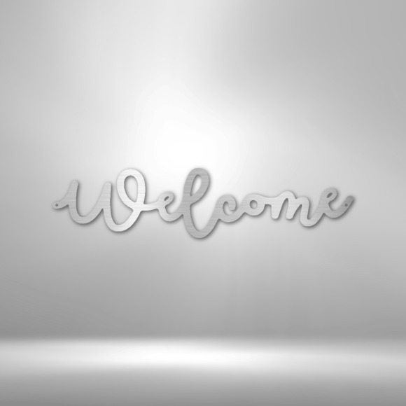 Welcome Script Steel Sign Laser Cut Powder Coated Home & Office Metal Wall Decor